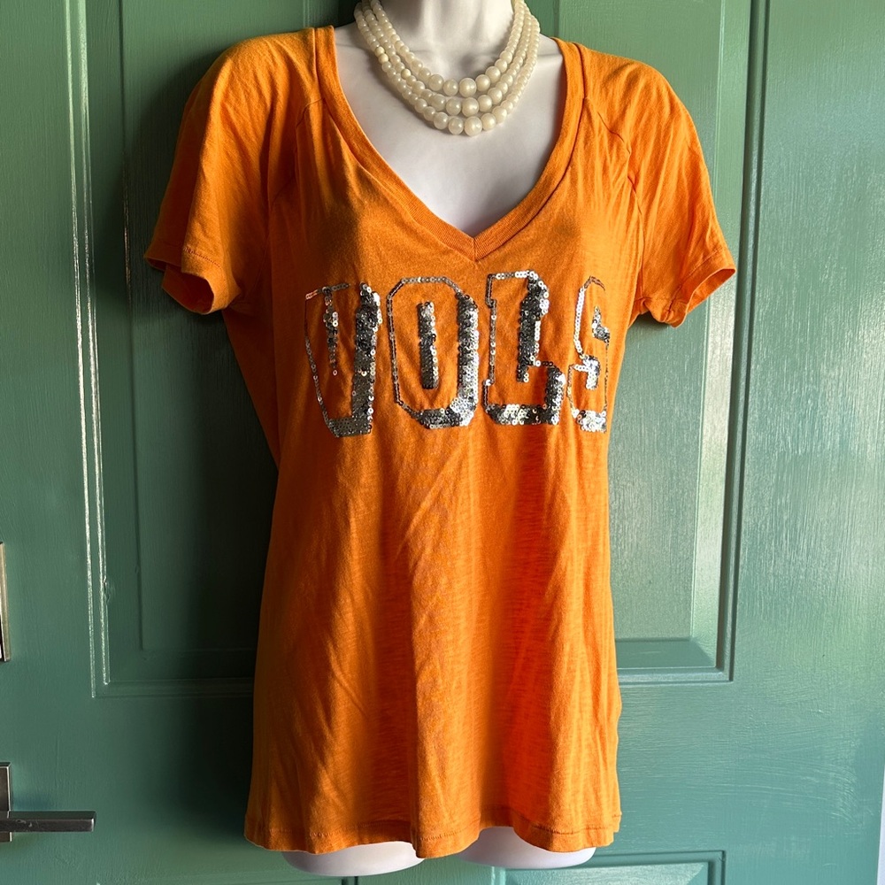 PINK Victoria's Secret Orange Sequin Short Sleeve Tee Vols Tennessee